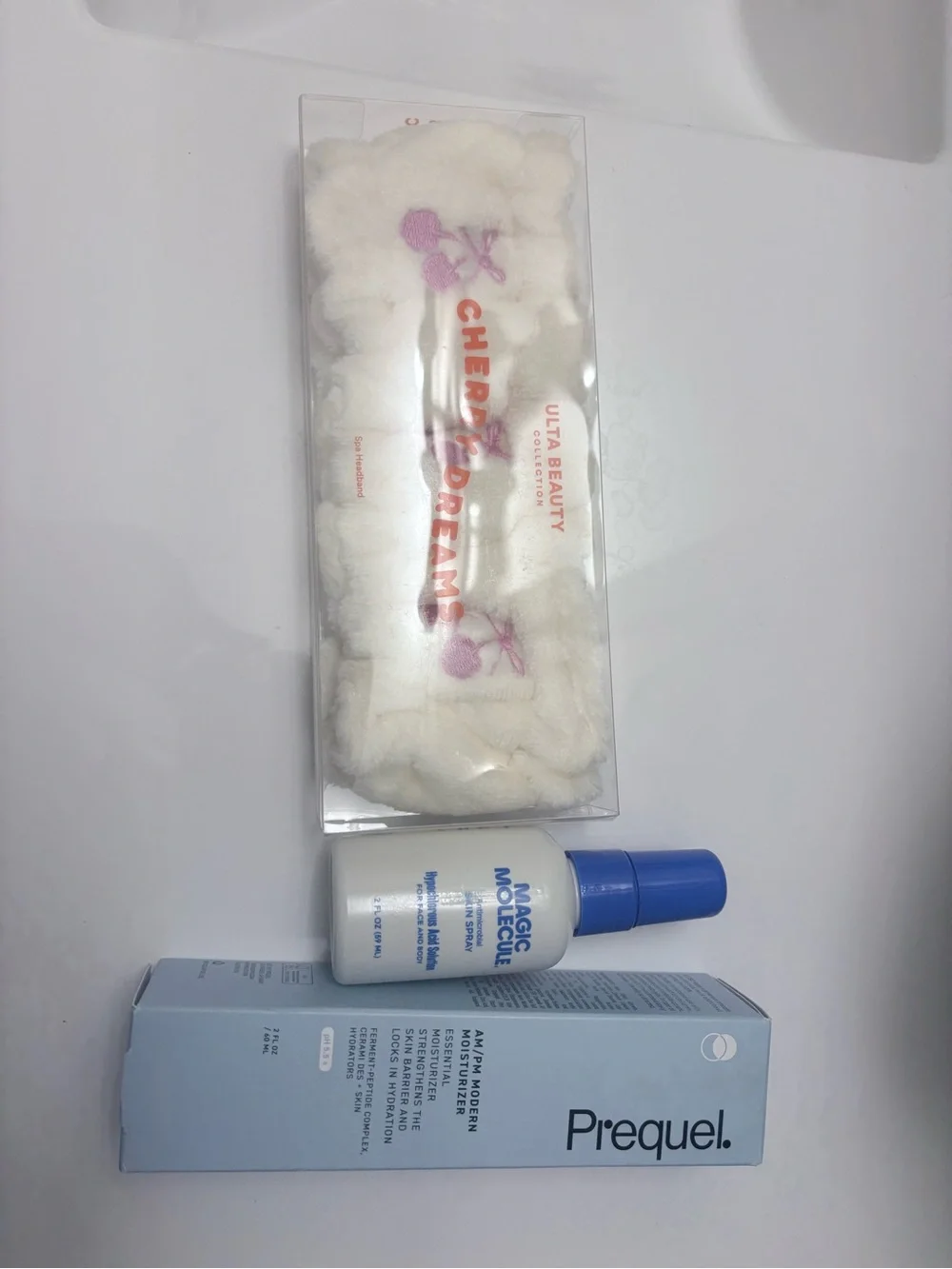 Prequel Modern Moisturizer, Magic Molecule Hypochlorous Acid Spray, Headband